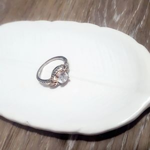 Silver and rose gold ring